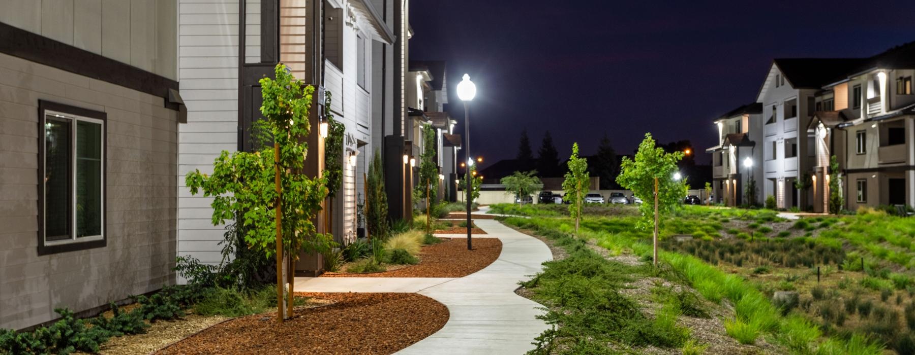 a path between buildings